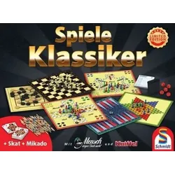 SCHMIDT SPIELE 49194 Klassiker Spielesammlung mit 2 Zusatzspielen Mikado und Skat