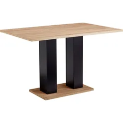 Esstisch MASSIVLINE & MORE "Martina", braun (holzwerkstoff mit farbe appalachian oak, holzwerkstoff mit farbe sonoma eiche, holzwerkstoff mit farbe sonoma eiche), B:120cm H:74,7cm T:80cm, Tische, Couchtisch Eckige Couchtische, massives Säulengestell in schwarz dekor, Bodenplatte Sonoma Eiche