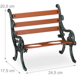Relaxdays Blumenbank 24,5 x 20,5 x 17,5 cm Braun/Grau/Grün