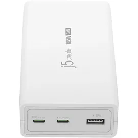 j5create JUP37185W-EN 185-Watt-GaN-PD-3.1-USB-C-Ladegerät mit 3 Anschlüssen - EU-Version - Weiß