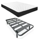 Homey Komplettes Bett mit wendbarer Matratze Sleep Pro + verstärkter Lattenrost mit 4 zylindrischen Metallbeinen, 90 x 190 cm