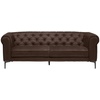 Carryhome Chesterfield-Sofa, Dunkelbraun, & 220x75x90 cm x 75 cm x 90 cm, Samtoptik, mit Metallfüßen, braun 3-Sitzer Sofas,