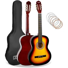 3rd Avenue Full Size 4/4 Klassische Gitarre Mit Spanischen Nylonsaiten, Einsteigerpaket – Sunburst