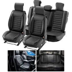 VEVOR-Sitzbezüge, universelle Autositzbezüge, komplettes Sitzset, Vorder- und Rücksitz, 9-teiliger Kunstleder-Sitzbezug, halbgeschlossenes Design, abnehmbare Kopfstütze und Airbag-kompatibel