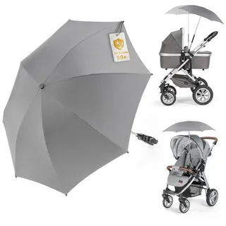 zamboo Universal Sonnenschirm für Kinderwagen & Buggy | flexibler Sonnenschutz mit 73 cm Durchmesser, einfach montierbar auf Rund- und Ovalrohre - Grau