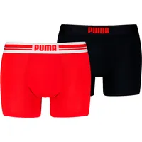 Puma Boxershorts PUMA "PUMA MEN EVERYDAY PLACED LOGO BOXERS 2P", Damen, Gr. L, rot (rot, schwarz), Jersey, Obermaterial: 95% Baumwolle, 5% Elasthan, unifarben mit Farbeinsatz, normal, Unterhosen, mit Logo Webbund