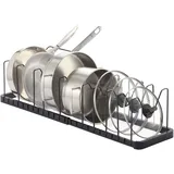 Yamazaki 3841 TOWER Extendable Lid & Pan Holder, black, ABS Resin/Steel, 4582 x 20 x 17.5 cm
