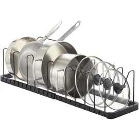Yamazaki 3841 TOWER Extendable Lid & Pan Holder, black, ABS Resin/Steel, 4582 x 20 x 17.5 cm