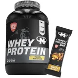 3kg Mammut Whey Protein Eiweißshake - Set inkl. Protein Shaker, Riegel, Powderbank oder Tasse (Vanilla Ice Cream, Mammut Protein Bar - Salty Peanut)