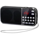 Tragbares Mini-radio, 3 W, Wiederaufladbar, Mit 1200-mah-akku, Fm-radio, Zwei Lautsprechern, Led-taschenlampe, Kompatibel Mit Mp3/aux/usb/tf
