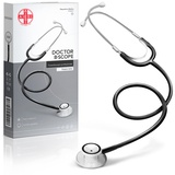 AIESI® Stethoskop Doppelkopf Professionelles für erwachsene schwarz DOCTOR B-SCOPE, 24 monate garantie