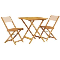 vidaXL 3-tlg. Bistro-Set Beige Stoff und Massivholz