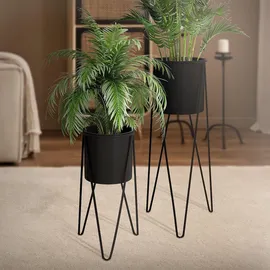 ML-Design Blumenständer 2er Set 27 x 27 cm Schwarz