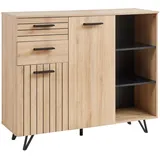 [en.casa] Noppen Sideboard 100 x 120 x 38 cm Eicheoptik Holzwerkstoff