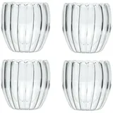 Intirilife 4x Doppelwandiges Thermo Glas - Striped Style - 190ml - Mundgeblasen isoliert für Latte Macchiato, als Teeglas oder Kaffeeglas mit Henkel