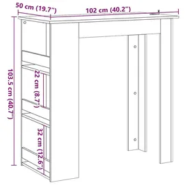 vidaXL Bartisch mit Regal 102 x 50 x 103,5 cm Braun