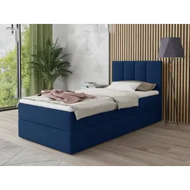 Sofnet Boxspringbett Star Mini Bonell-Matratze - Topper Bettkästen, Jugendzimmer, - 100 x 200 - Dunkelblau (Kronos 09),