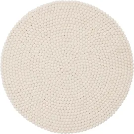 myfelt Linéa Filzkugelteppich Ø 140 cm Weiß