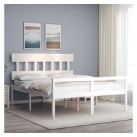 furnicato Bett Seniorenbett mit Kopfteil Weiß Kingsize Massivholz weiß