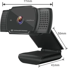 Conceptronic AMDIS 2K-Super-HD-Autofokus-Webcam mit Mikrofon 5 MP, 2592 x 1944 Pixel, 30 fps, 640x480@30fps, 1280x720@30fps, 1920x1080@30fps, 2595x1944@15fps, M-JPEG