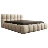 luxusbetten24 Polsterbett Designer Polsterbett Boston Bouclé, mit Stauraum beige 140 cm x 200 cm x 86 cm