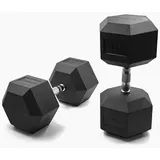 SUPRFIT - Hexagon Kurzhanteln paarweise mit gummiertem Eisenkern - Fitness Gewichte Hanteln 2 x 47,5 kg mit rutschfestem Chromgriff - Premium Kurzhantel Set für Calisthenics, Krafttraining & Crossfit