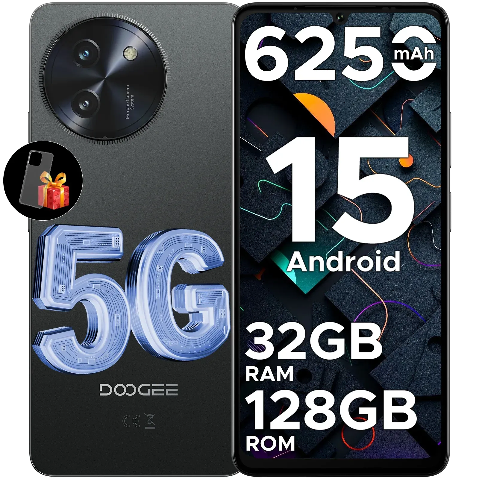 Doogee Note 59 5g Smartphone 6,75 Zoll 120 Hz 32 GB RAM (8+24) 128 GB ROM 6250 mAh großer Akku Android 15 NFC Mobiltelefon Widevine L1