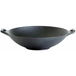 Wok aus Gusseisen - Wokpfanne mit 2 Griffen - D: 37cm