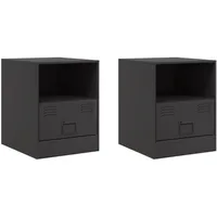 VidaXL Nachttische 2 Stk Schwarz 34,5x39x44 cm Stahl Modell