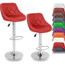 TRESKO 2er Set Barhocker Barstuhl 360° Frei Drehbar Sitzhöhenverstellung 60-80cm - Rot