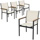 ML-Design Gartenstuhl 56 x 85,5 x 53 cm beige 4 St.