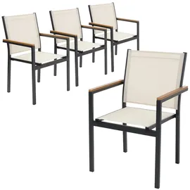 ML-Design Gartenstuhl 56 x 85,5 x 53 cm beige 4 St.