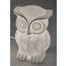 Formano Eule als Deko-Lampe Tischleuchte Nachttischlampe Nachttischleuchte Stimmungslampe Porzellan-Lampe Weiss 20
