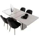 JVmoebel Esstisch Weißer Esstisch aus Holz mit Ausziehfunktion und eleganter Optik (Packung, 1-St., 1x nur Esstisch ohne Stühle), Made in Europa weiß
