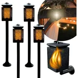 BLIXTAR 4x Solar 3in1 Garten LED Lampe, Laterne, Fackel Flammeneffekt Laterne