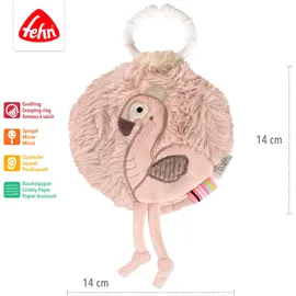 Fehn Greifspielzeug Lazy, Crazy & Pink, Stoffbuch Flamingo