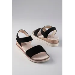 Sandale ANISTON SHOES, Herren, Gr. 37, schwarz, Textil, Schuhe Sandale, Sommerschuh, Klettschuh, Keilabsatz - NEUE KOLLEKTION