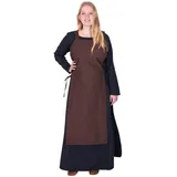 Battle-Merchant Mittelalter Überkleid Tinna Trägerkleid für Damen | Kleid Schürze mit Schnürung ärmellos Baumwolle Kostüm | LARP Wikinger Tinna (S/M, Braun) - S-M