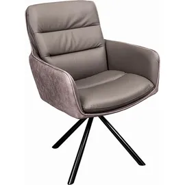 Riess-Ambiente Stuhl BIG GEORGE taupe Echtleder Microfaser mit Armlehne Retro Drehbarer Design