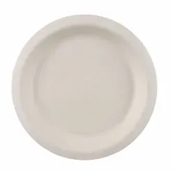 NATURESTAR Einwegteller Natural Bagasse, rund, Zuckerrohrteller mit hoher Wasserresistenz, 1 Packung = 50 Stück, Ø 17,5 cm