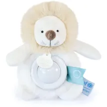 Doudou et Compagnie - Nachtlicht Plüsch Löwe Musik und Licht für Kinder – mit 3 Lichtern – Größe 20 cm – Farbe Weiß/Beige – Kollektion Unicef – Geschenkidee ab der Geburt – DC3993