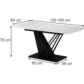 Vicco Fenaro 120 x 77,4 x 80 cm Weiß/Schwarz