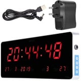 Marhynchus Wanduhren aus,Wanduhr,Wanduhr Radio Wanduhr Radio Radio Wanduhr Radio Aluminiumlegierung,EU-Stecker,110-240 V,Büro,Schlafzimmer,Digitale LED-Uhr(36 * 13 * 3cm-Ewiger Kalender