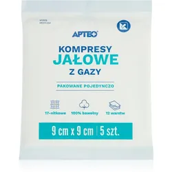 Apteo Sterile Kompressen 9 cm x 9 cm Wundgaze für die Behandlung von kleinen oberflächlichen Hautverletzungen 5 St.