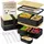 Umami Lunchbox Erwachsene, Auslaufsichere Bento Box mit Fächern und 4 Bestecke, Brotdose Erwachsene, Salatbehälter To-Go, Lunch Box für Picknick/Büro, Schwarz & Beige, 1200 ml