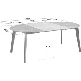 VCM Georgetown Esstisch Ø120/198 cm inkl. 2 Zusatzplatten, Fischgräte, Eiche, - Braun