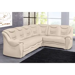 Ecksofa SIT & MORE "Bansin L-Form", beige (natur), B:265cm H:94cm T:215cm, Luxus-Microfaser ALTARA NUBUCK (100% Polyester), SOFTLUX-Kunstleder, NaturLEDER (echtes Rindsleder)/Korpus SOFTLUX-Kunstleder, Sofas, wahlweise mit Bettfunktion
