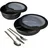 Camping Ess-Set 2 Plastikschüsseln mit Deckel/Metall-Bestecksatz