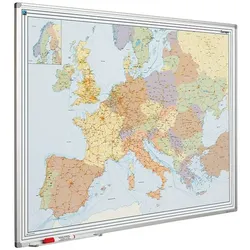 PROREGAL Magnetisches Whiteboard Straßenkarte Europa | HxB 90x120cm | mit Befestigungsmaterial & Stiftablage | Sublimationsstahl