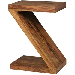 Kadima Design Beistelltisch `Z` Cube: Sheesham, Z-Form, handgefertigt, vielseitig nutzbar. Braun, 44x30x59 cm